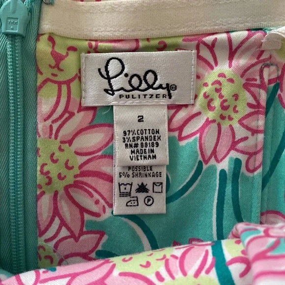 Vintage Lilly Pulitzer Blue Grass Lion print strapless dress - Picture 6 of 8